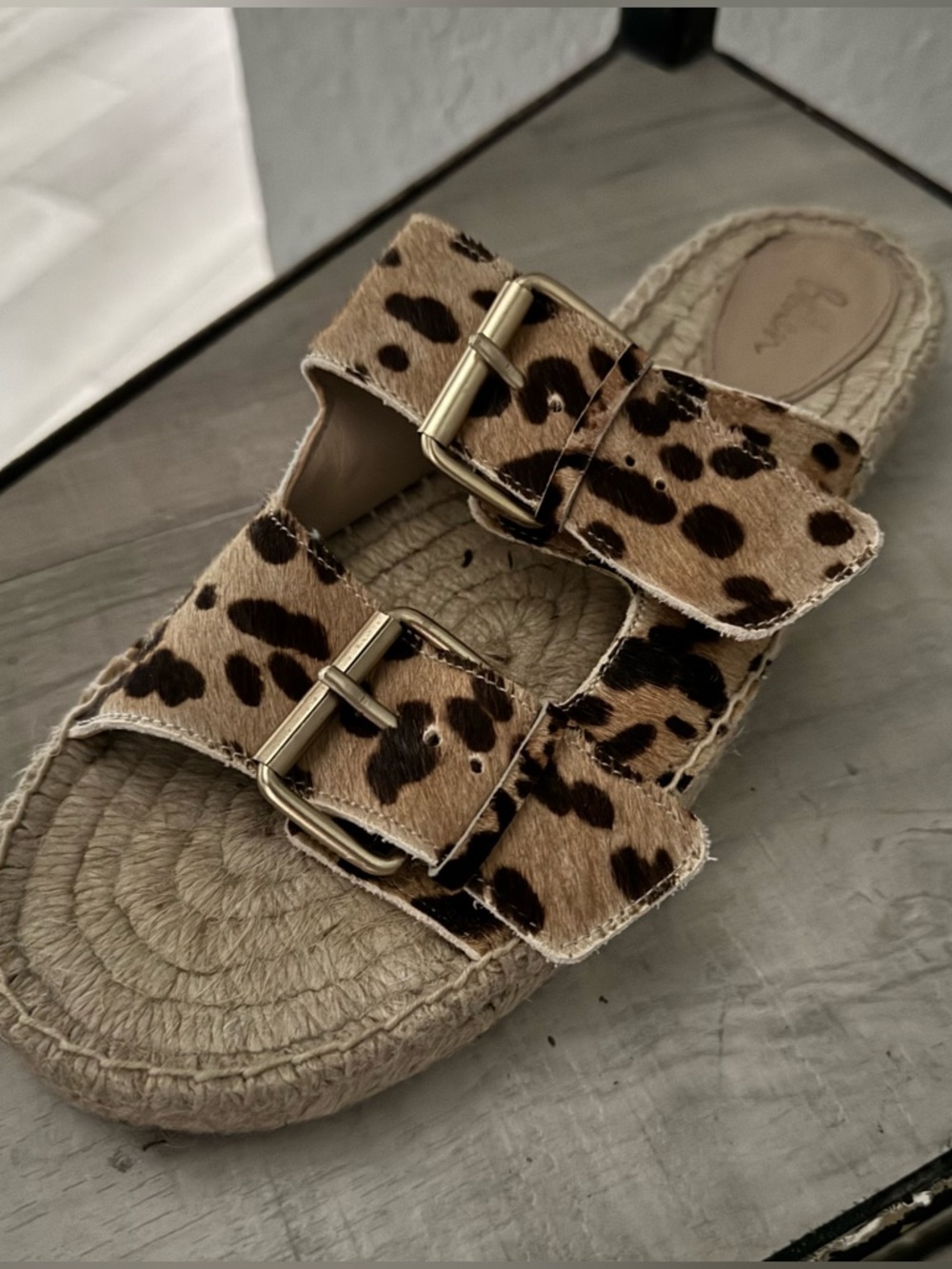 Boden Leopard Print Buckle Espadrille Sandals
